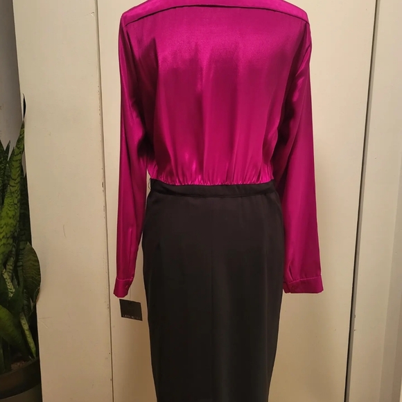 Leslie Fay bow tie top and black skirt dress sz 10 - Picture 6 of 8